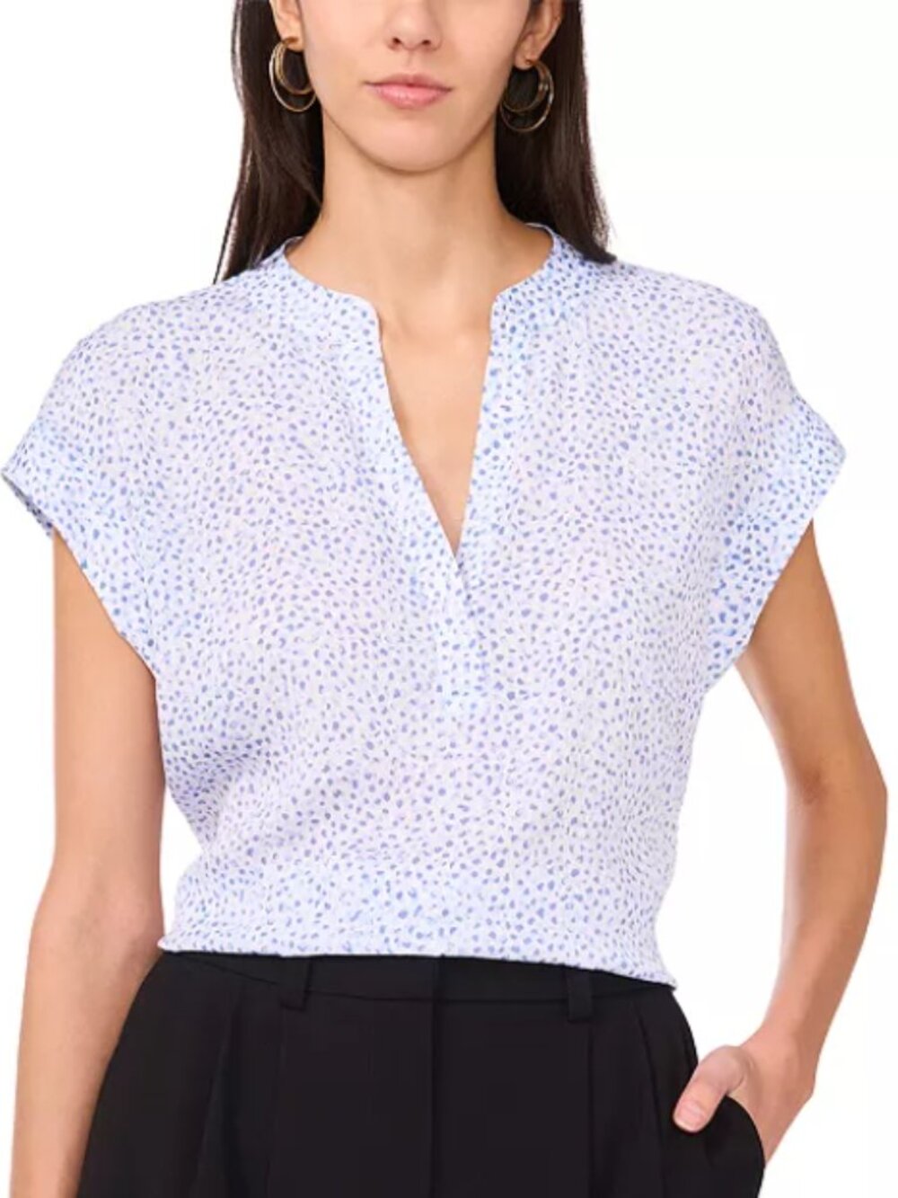 VINCE CAMUTO Split Neck Cap Sleeve Top